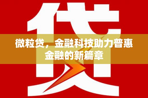 西峡微粒贷，金融科技助力普惠金融的新篇章