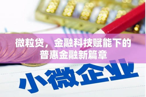 西峡微粒贷，金融科技赋能下的普惠金融新篇章