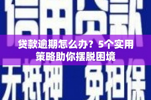 西峡贷款逾期怎么办？5个实用策略助你摆脱困境