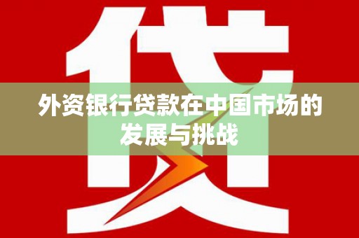 西峡外资银行贷款在中国市场的发展与挑战