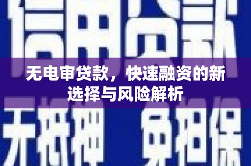 西峡无电审贷款，快速融资的新选择与风险解析
