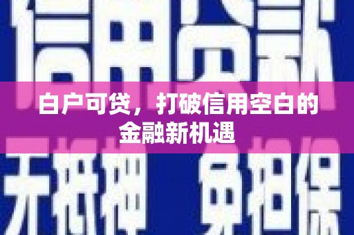西峡白户可贷，打破信用空白的金融新机遇