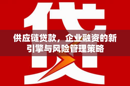 西峡供应链贷款，企业融资的新引擎与风险管理策略