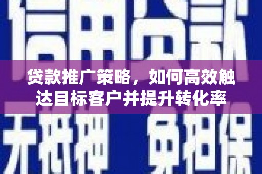 西峡贷款推广策略，如何高效触达目标客户并提升转化率