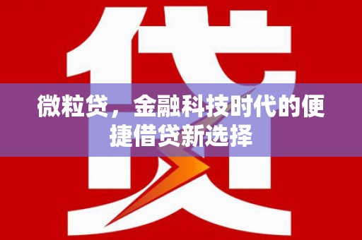 西峡微粒贷，金融科技时代的便捷借贷新选择